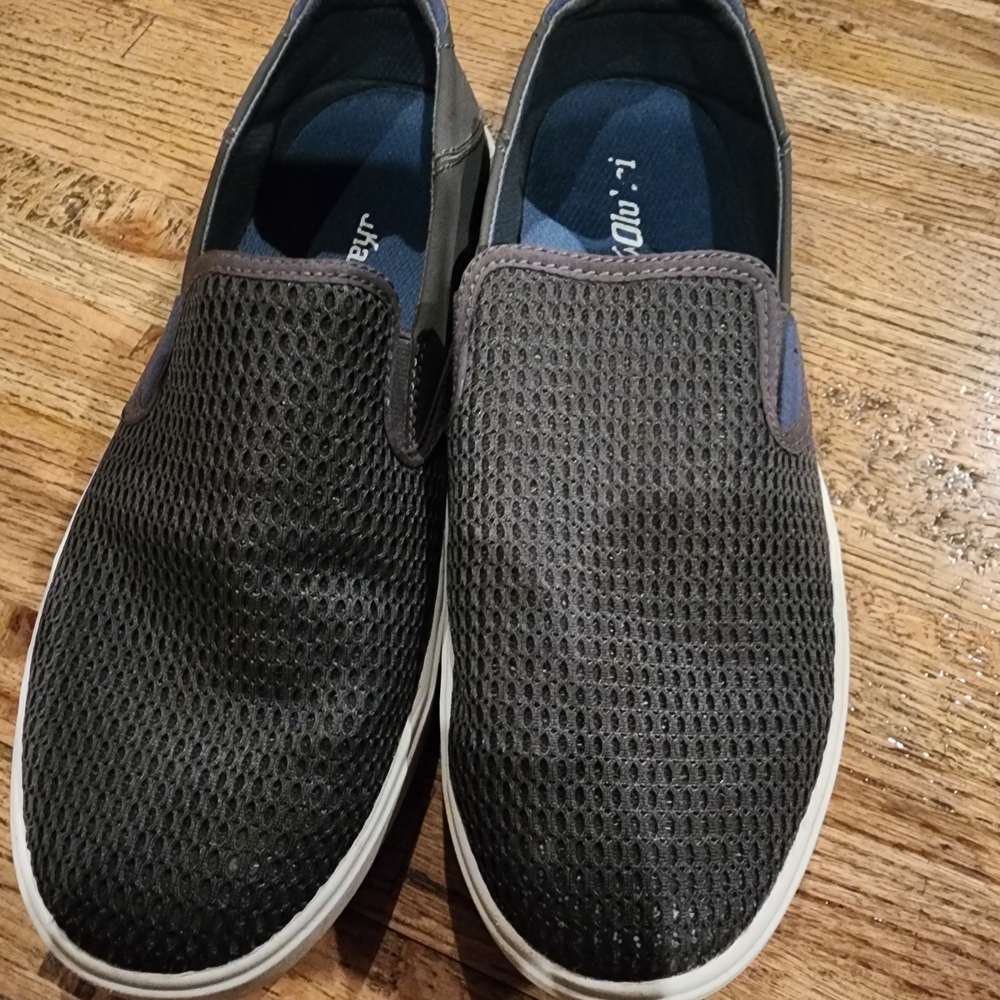 OluKai Charcoal Mesh Slip-On Loafers